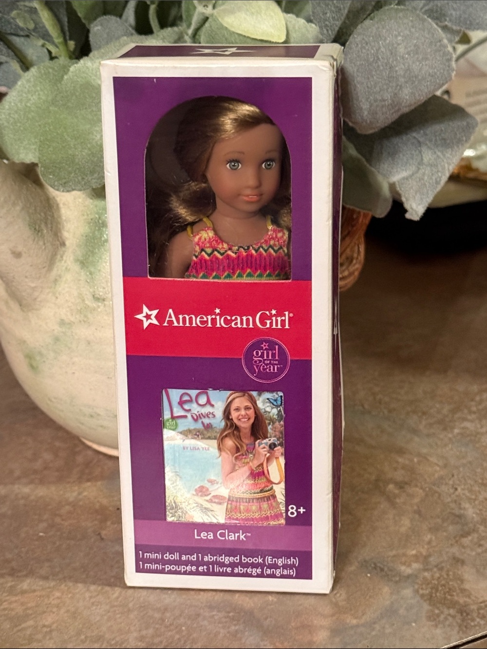 American Girl Lea Clark Mini Doll in Purple & Multi-Colored Outfit